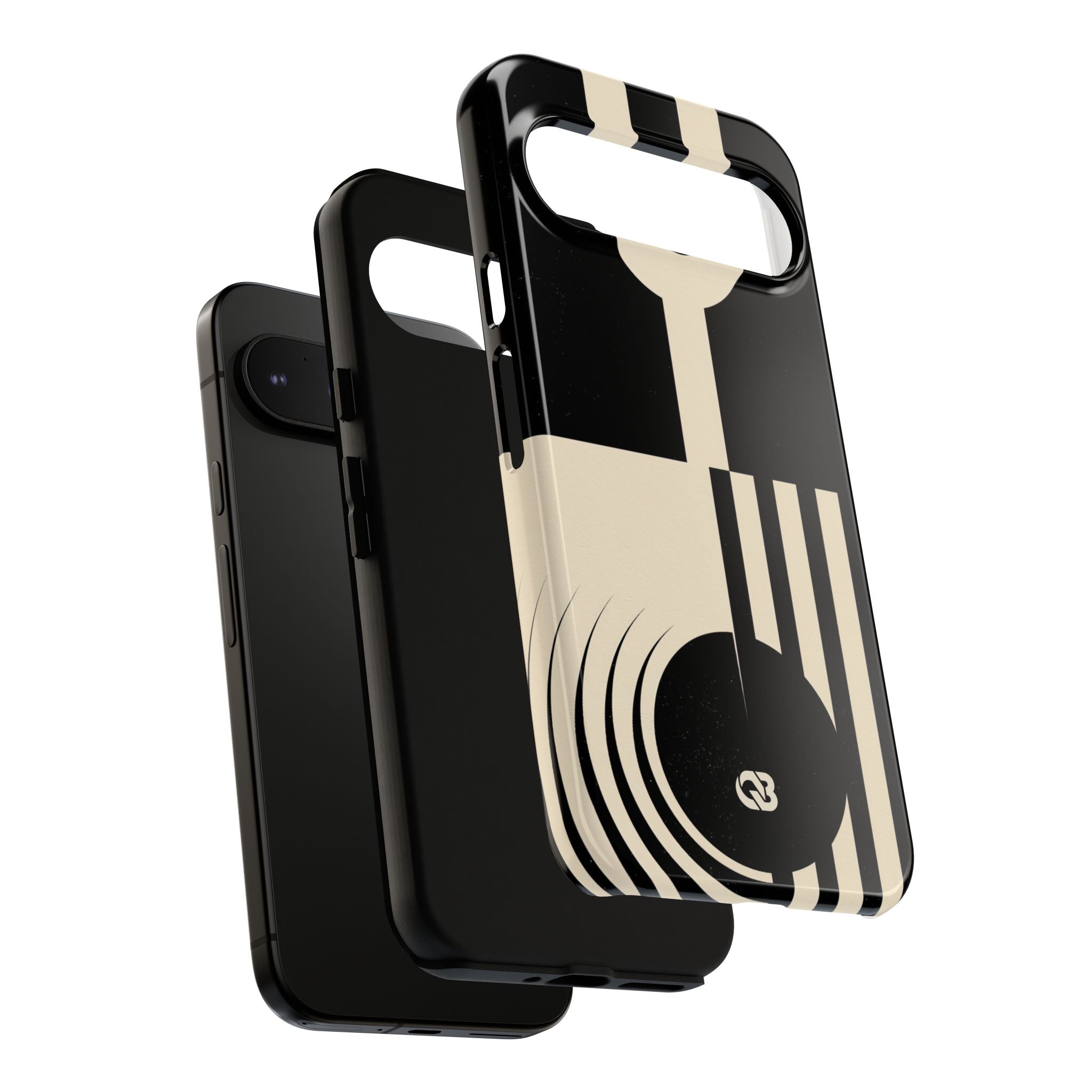 Black Tough Phone Case for Google Pixel - Ivory Signal Grid