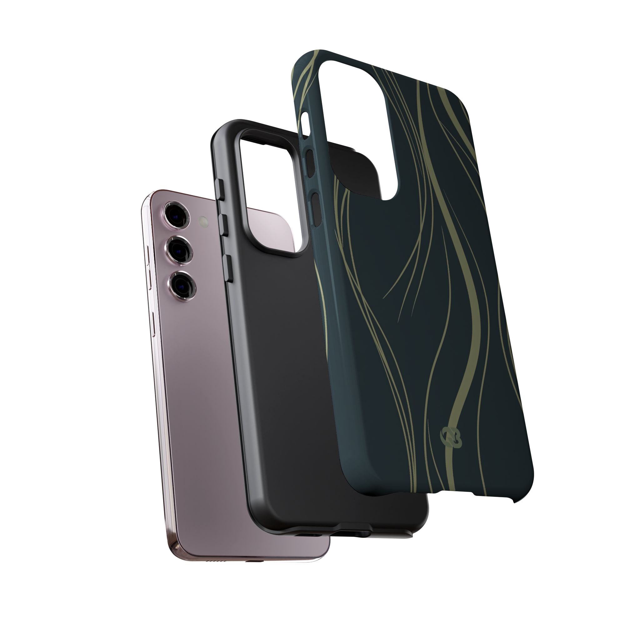Green Tough Phone Case for Samsung - Obsidian Sage Flow