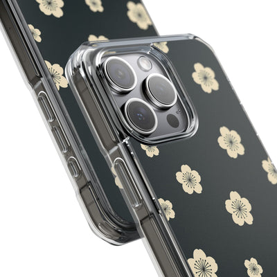 Teal Impact MagSafe Phone Case for iPhone - Obsidian Cream Petals