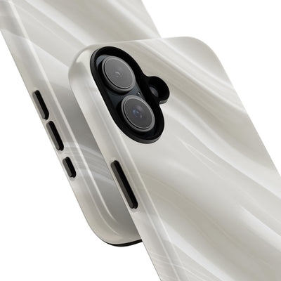 White Tough Phone Case for iPhone - Polished Ivory Wave