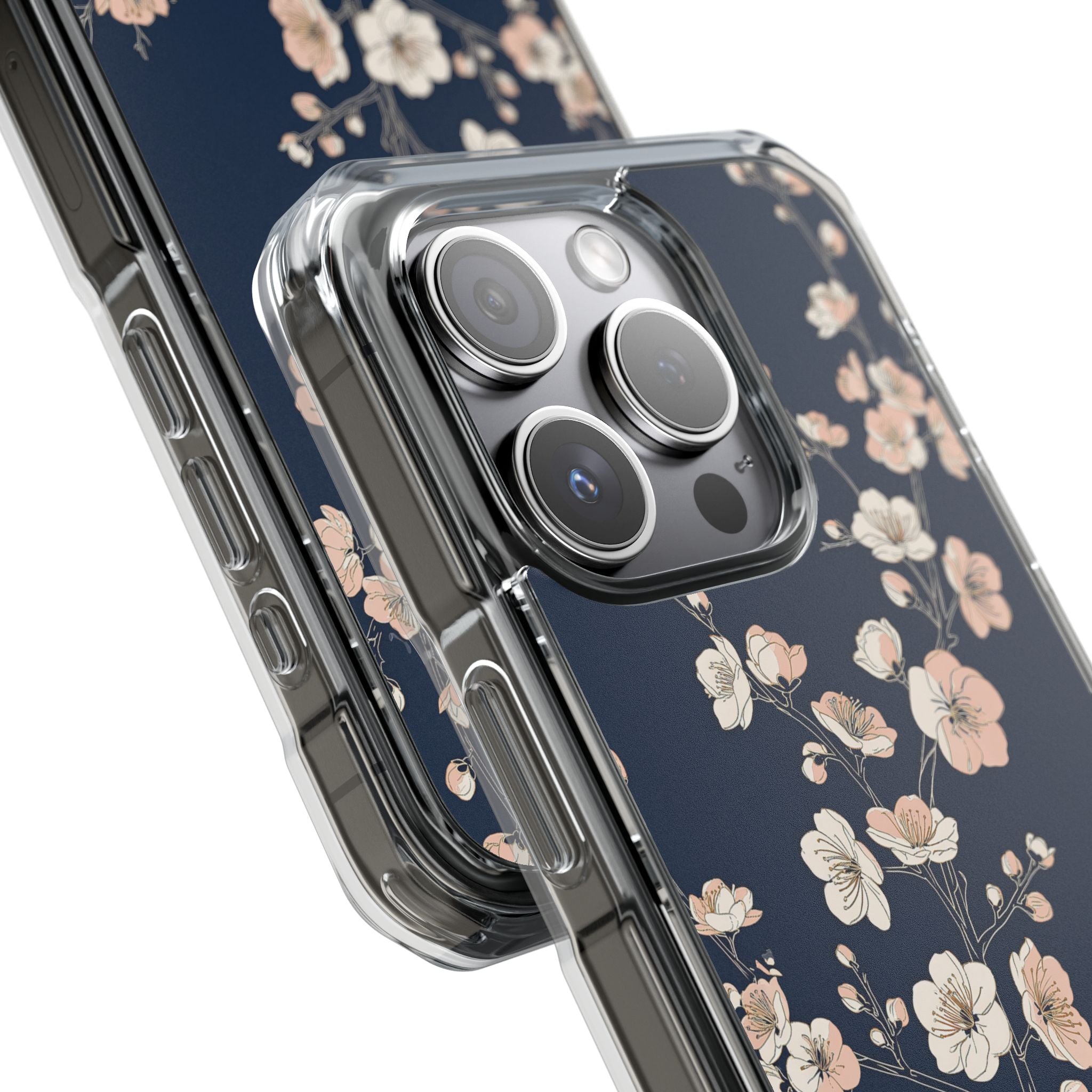 Blue Impact MagSafe Phone Case for iPhone - Midnight Peach Sakura