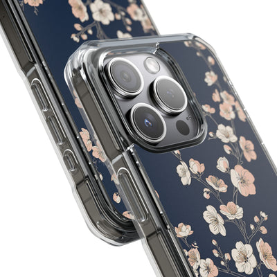 Blue Impact MagSafe Phone Case for iPhone - Midnight Peach Sakura