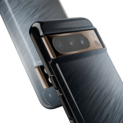Grey Tough Phone Case for Google Pixel - Charcoal Brushed Steel