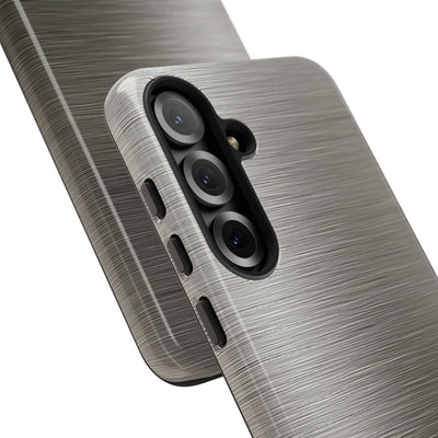 Grey Tough Phone Case for Samsung - Brushed Industrial Steel