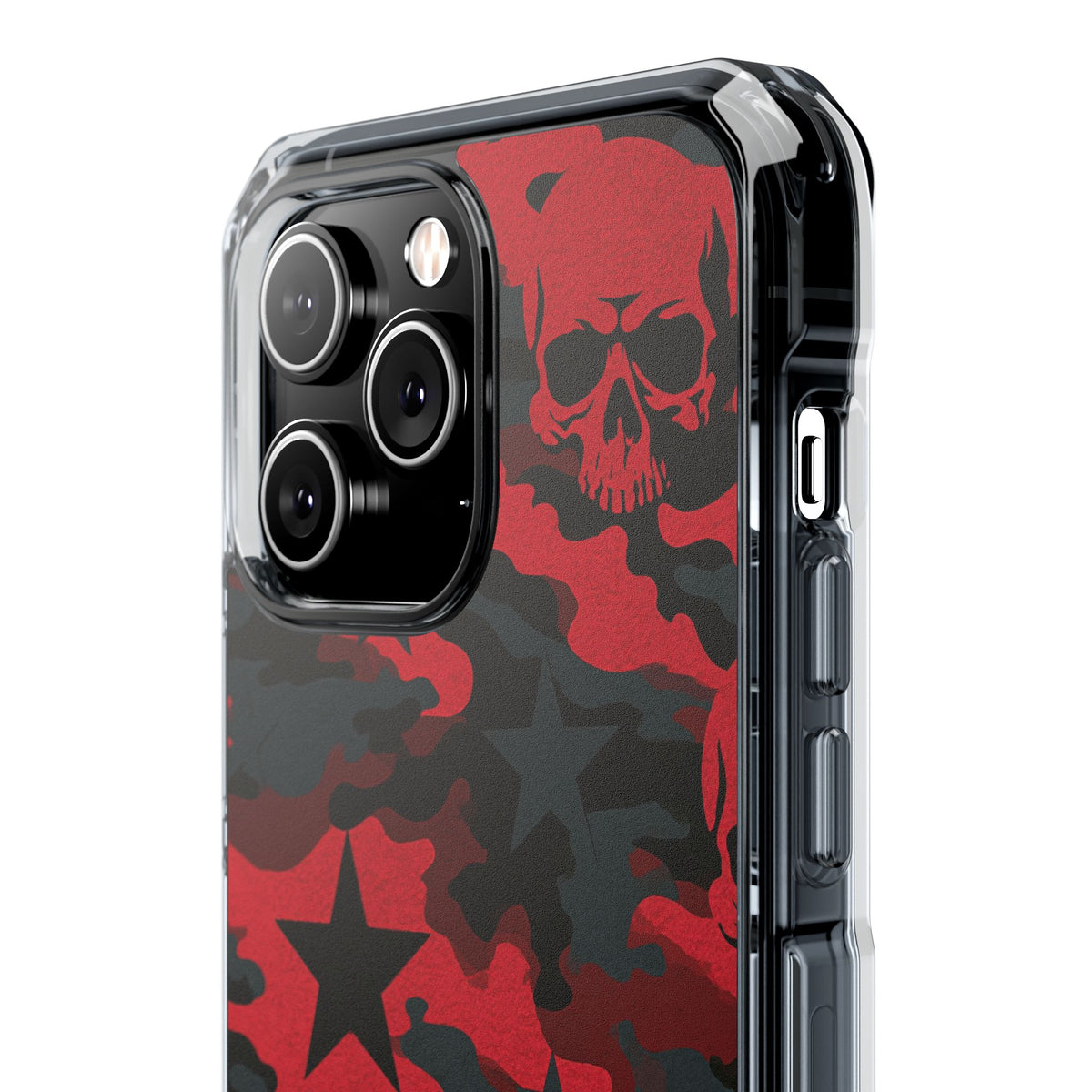 Crimson Skull Camo · Clear Impact Magnetic Phone Case for iPhone · Red