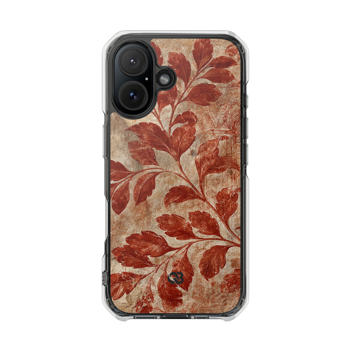 Terracotta Botanical Fresco · Clear Impact Magnetic Phone Case for iPhone · Red