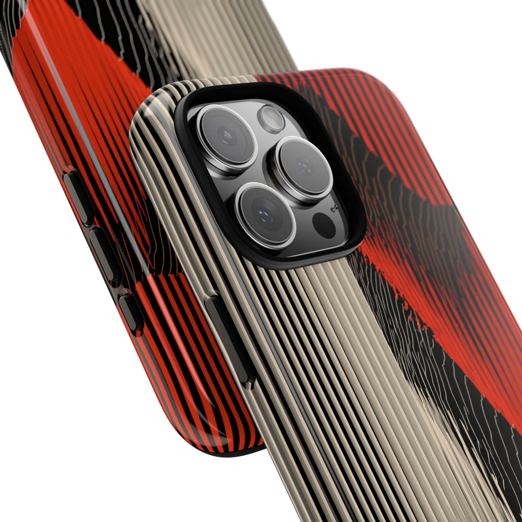 Red Tough Phone Case for iPhone - Crimson Pulse Topo