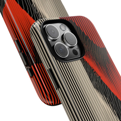 Red Tough Phone Case for iPhone - Crimson Pulse Topo