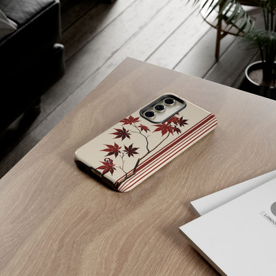 Red Tough Phone Case for Samsung - Crimson Momiji Stripe