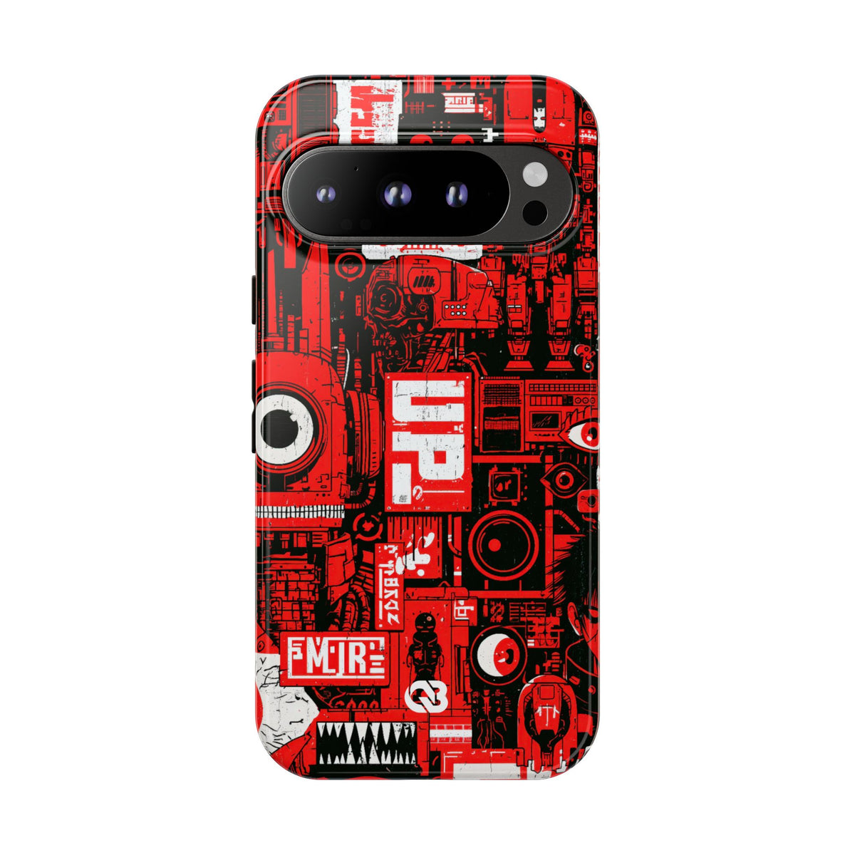 Neo Mecha Collage · Tough Phone Case for Pixel ·  Red