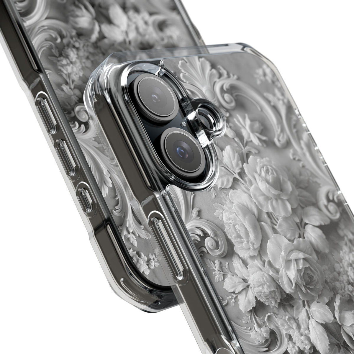 Rococo Marble Rose · Clear Impact Magnetic Phone Case for iPhone · White