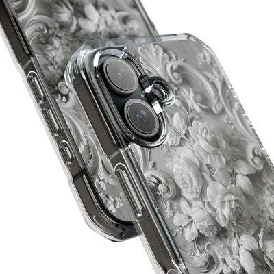 Rococo Marble Rose · Clear Impact Magnetic Phone Case for iPhone · White