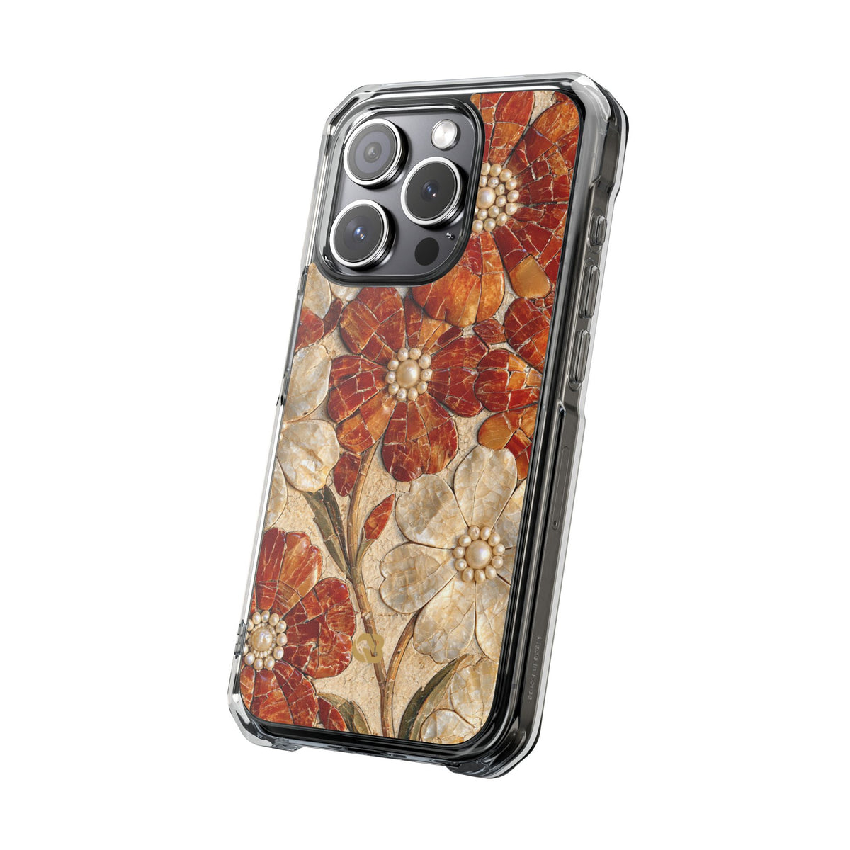 Carnelian Pearl Bloom · Clear Impact Magnetic Phone Case for iPhone · Orange