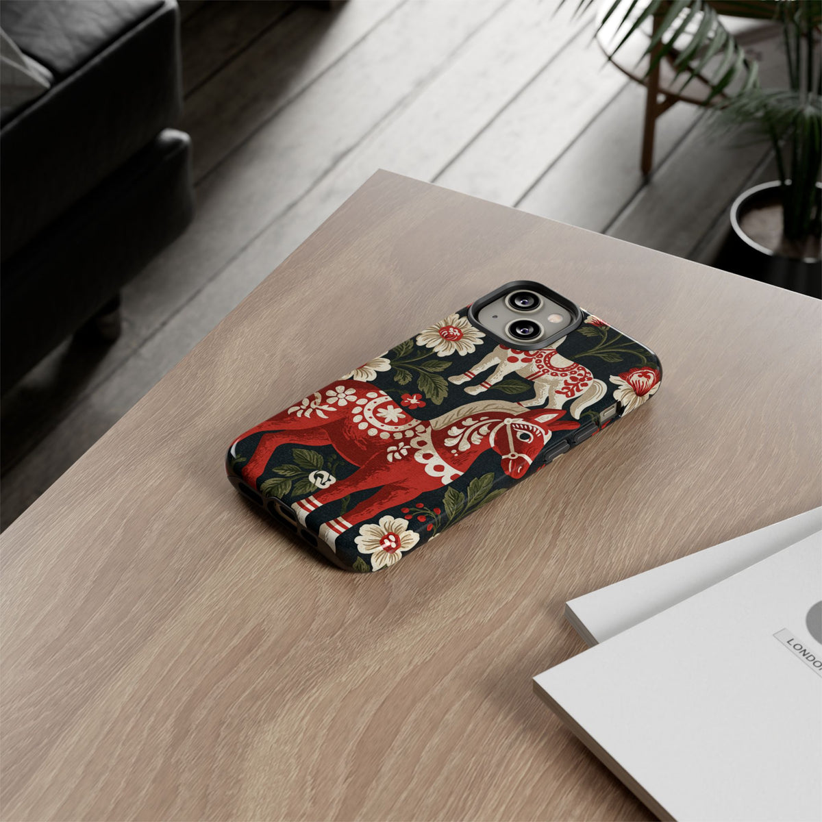 Nordic Dala Meadow · Tough Phone Case for iPhone · Red