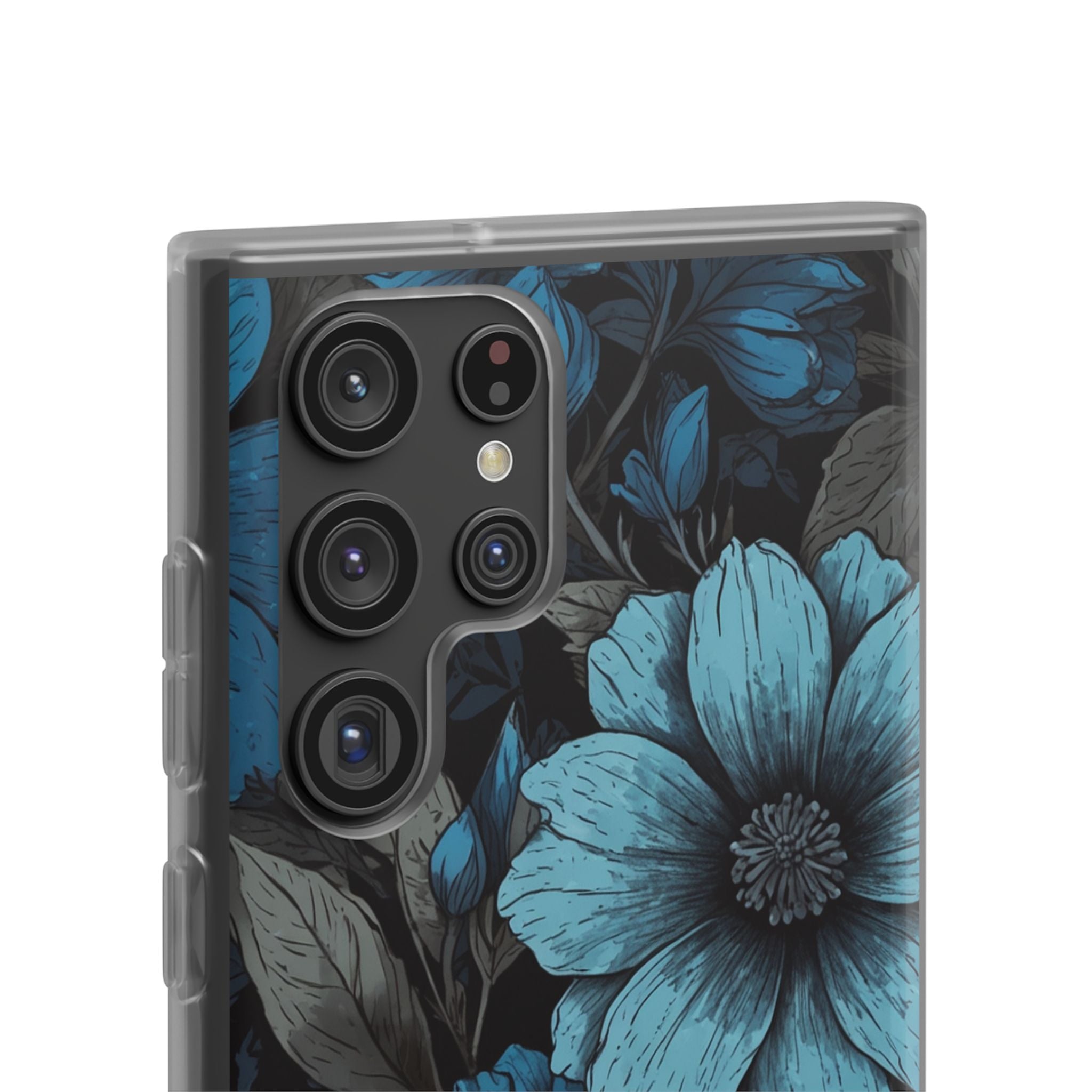 Obsidian Blue Petals · Soft Phone Case for Samsung