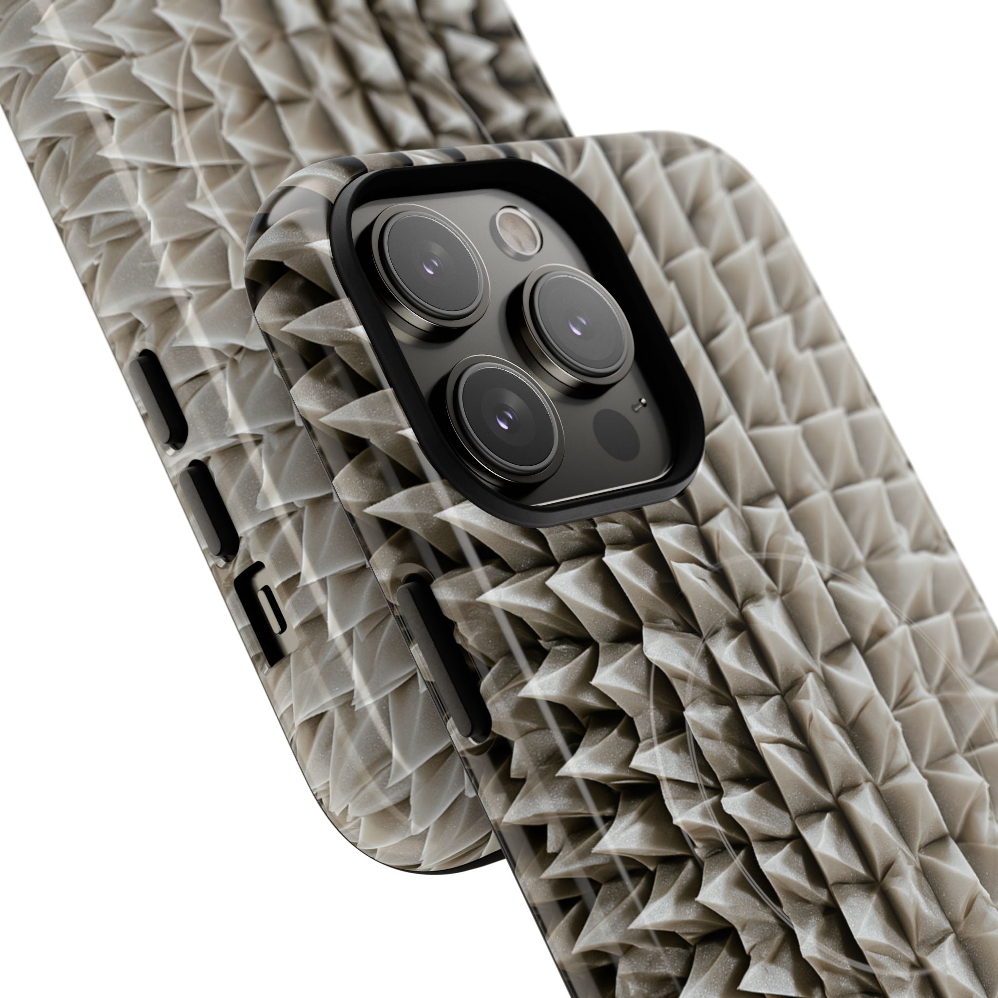 Beige Tough 2.0 Magsafe Phone Case for iPhone - Bone Spiked Grid