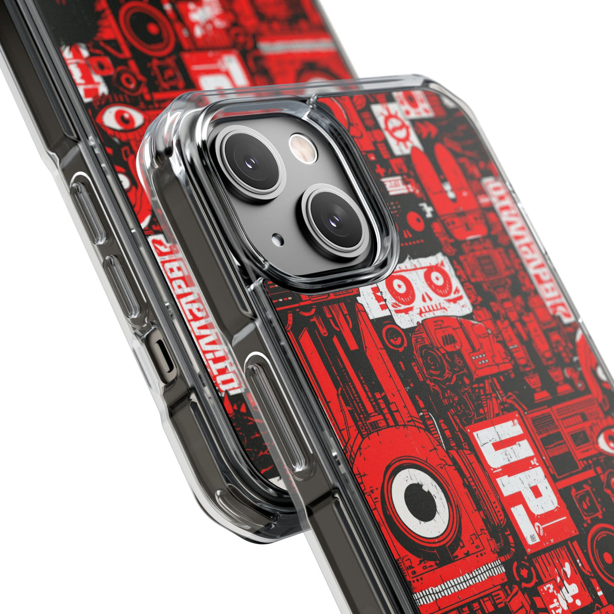 Neo Mecha Collage · Clear Impact Magnetic Phone Case for iPhone · Red
