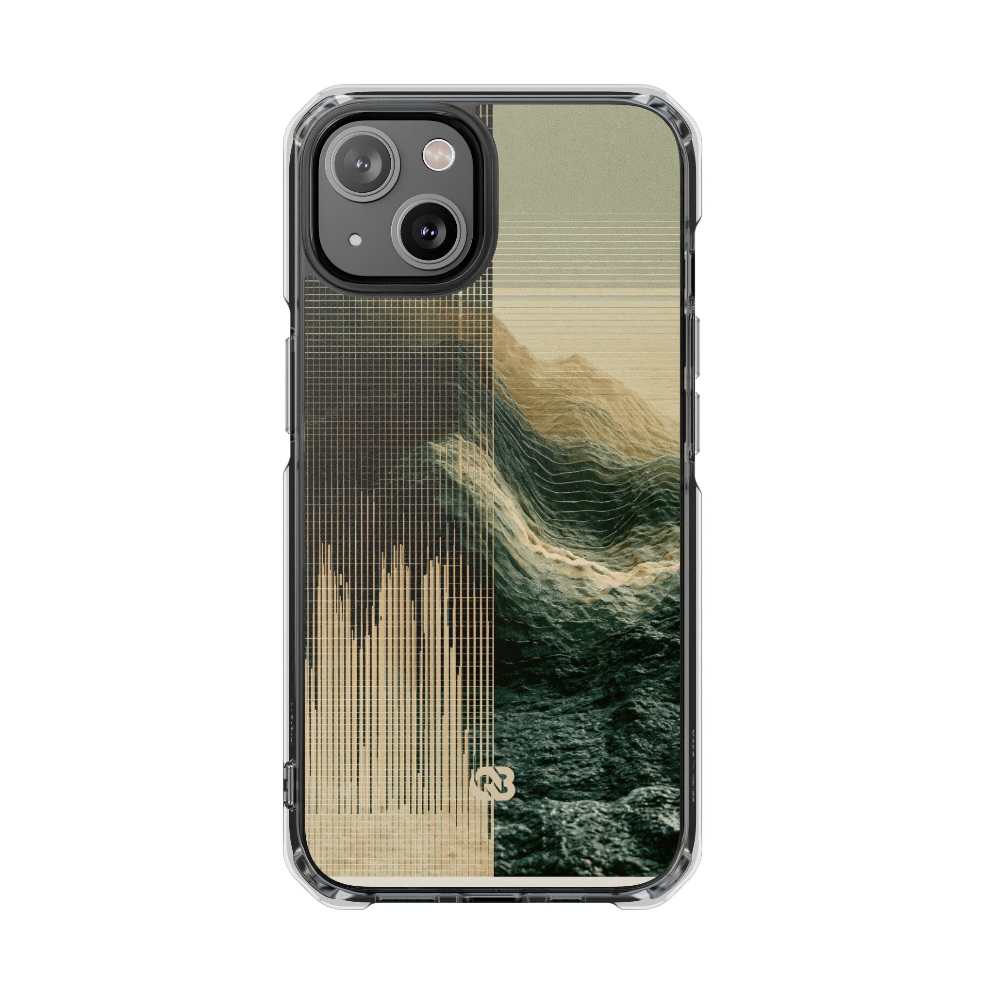 Beige Impact MagSafe Phone Case for iPhone - Veridian Data Ridge