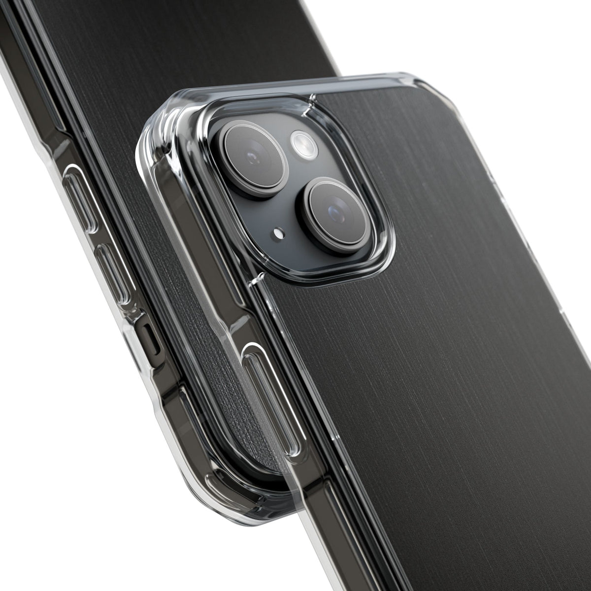 Obsidian Brushed Steel · Clear Impact Magnetic Phone Case for iPhone ·  Black