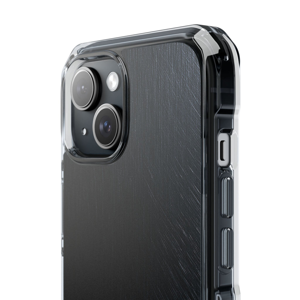 Brushed Obsidian Steel · Clear Impact Magnetic Phone Case for iPhone ·  Black