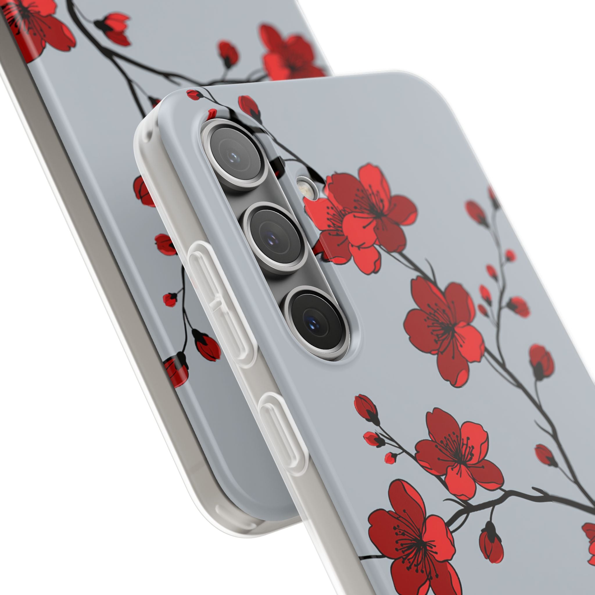 Grey Lite Phone Case for Samsung - Crimson Blossom Onyx