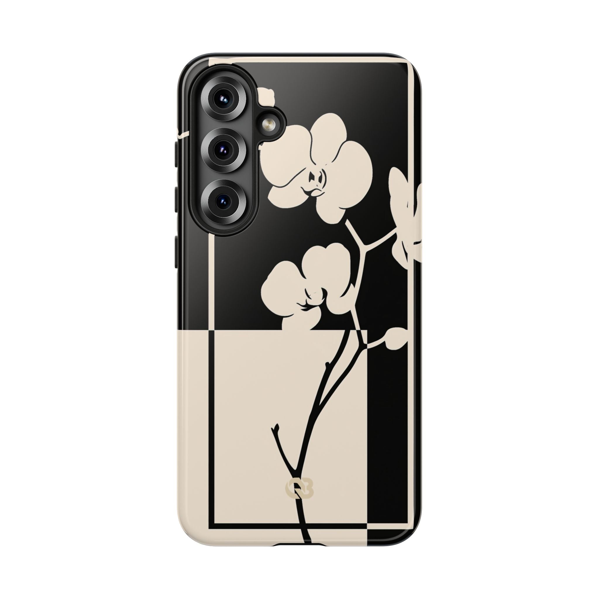Beige Tough Phone Case for Samsung - Nocturnal Orchid Frame