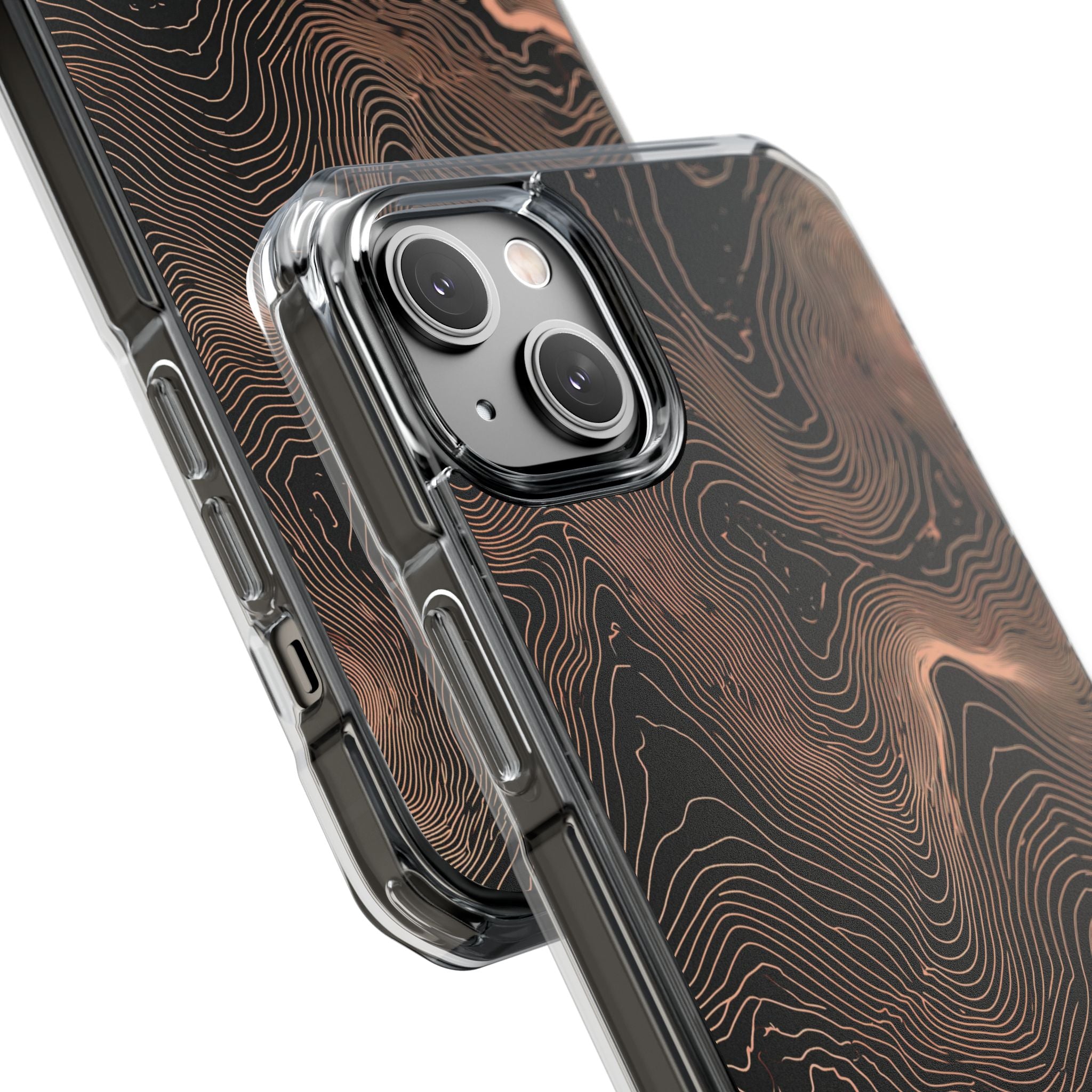 Orange Impact MagSafe Phone Case for iPhone - Salmon Ridge Topo