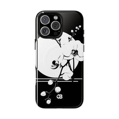 Black Tough 2.0 Magsafe Phone Case for iPhone - Lunar Orchid Grid