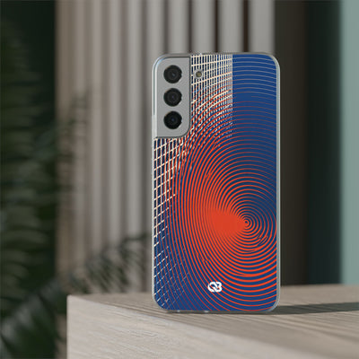 Blue Lite Phone Case for Samsung - Orange Orbit Grid