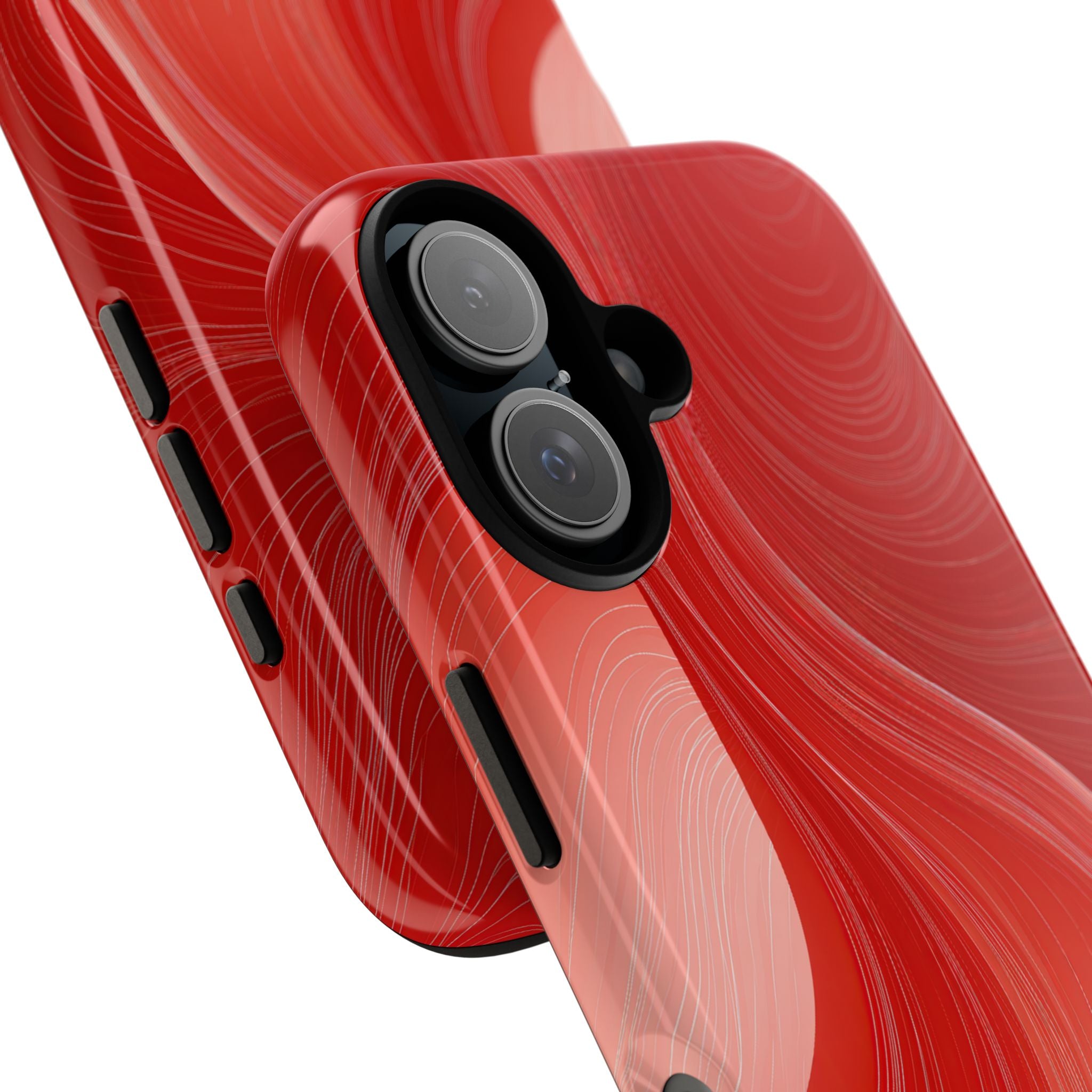 Red Tough Phone Case for iPhone - Crimson Silk Strands
