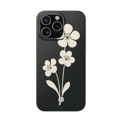 Black Lite Phone Case for iPhone - Obsidian Cream Bloom