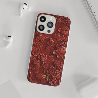 Cinnabar Peony Relief · Lite Phone Case for iPhone ·  Red