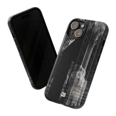 Black Tough Phone Case for iPhone - Ghost Urban Wireframe