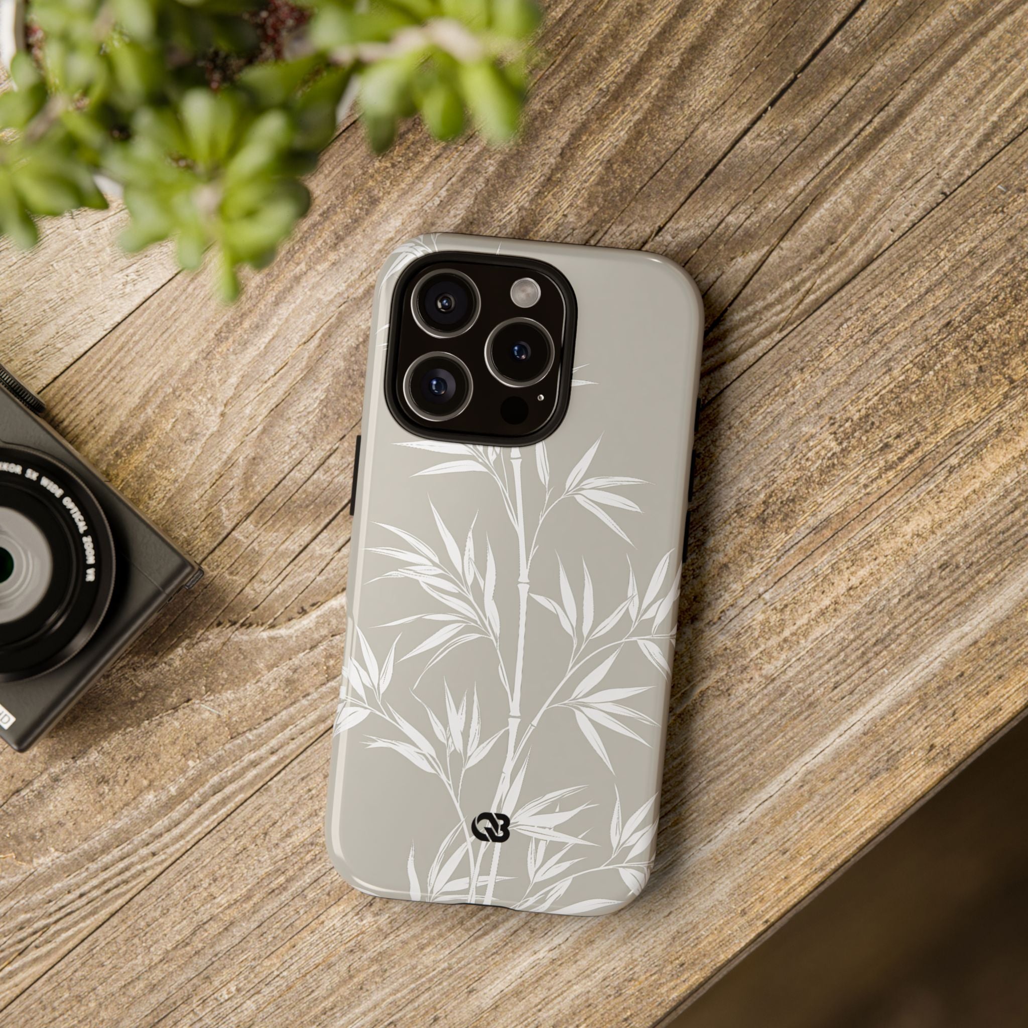 Beige Tough Phone Case for iPhone - Sandstone Bamboo Stalks