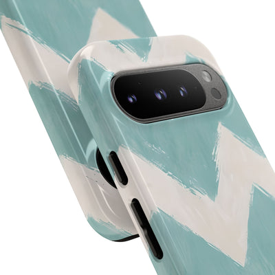 Teal Painted Chevron · Tough Phone Case for Google Pixel