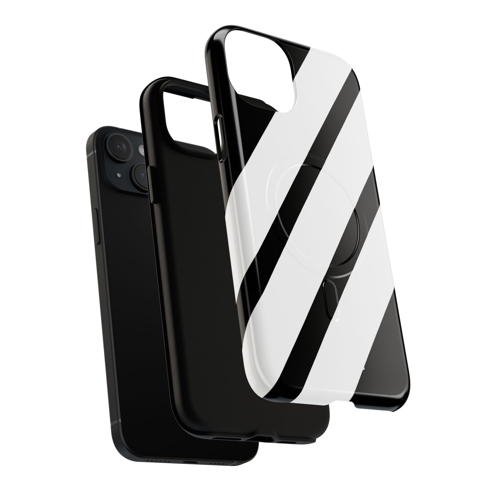 Diagonal Bands Noir iPhone 15 Plus Case - Tough+