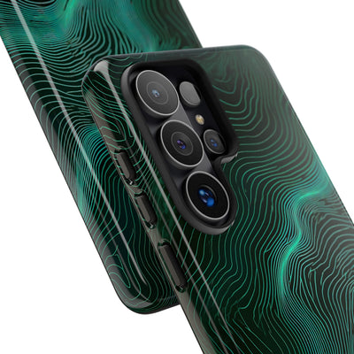 Teal Tough Phone Case for Samsung - Neon Jade Contour
