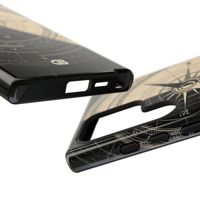 Beige Tough Phone Case for Samsung - Obsidian Nautical Blueprint