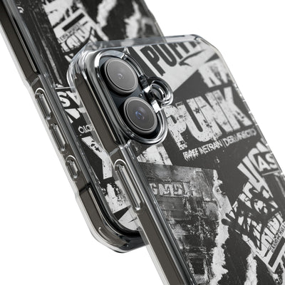 Underground Punk Collage · Clear Impact Magnetic Phone Case for iPhone · Black