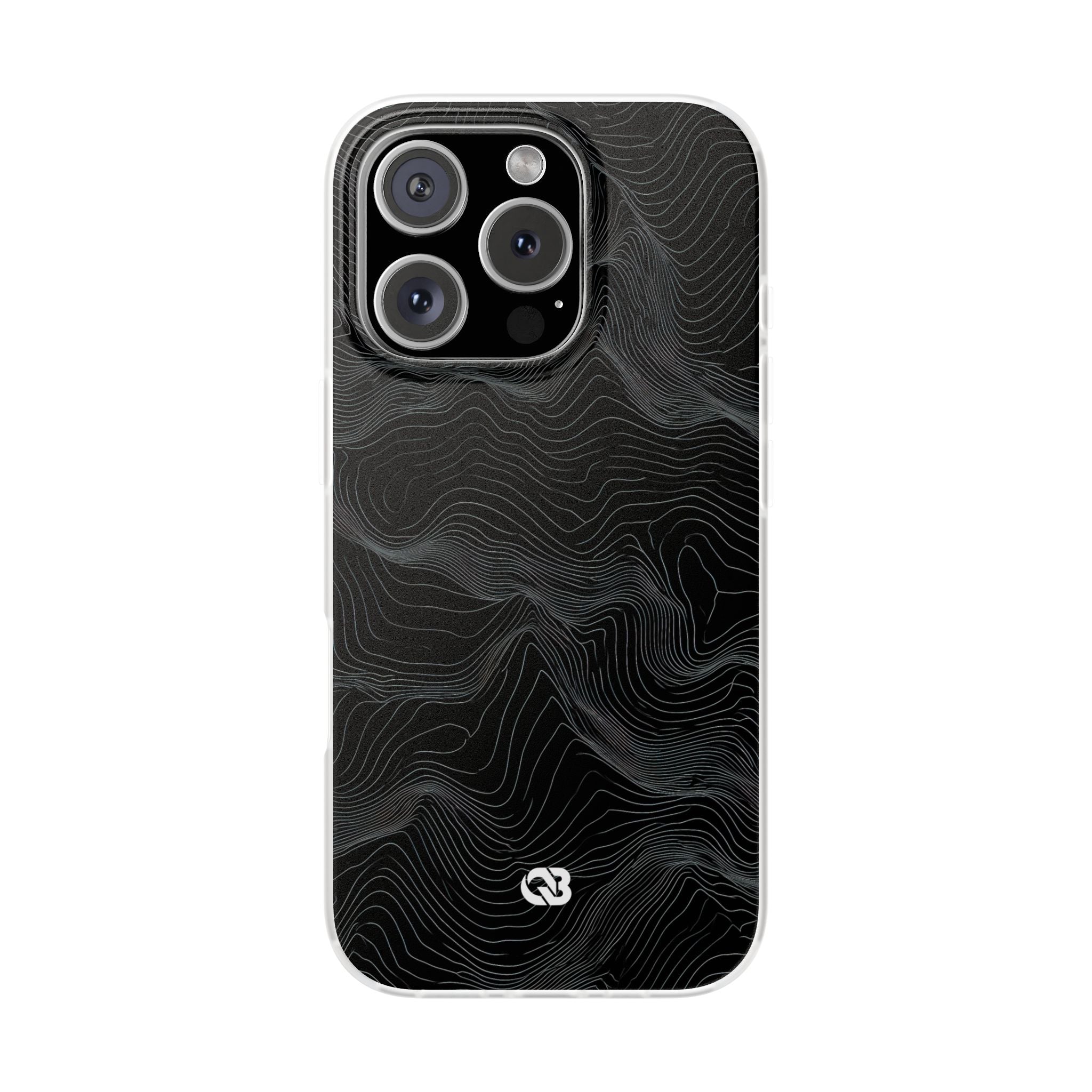 Black Lite Phone Case for iPhone - Obsidian Topo Wireframe