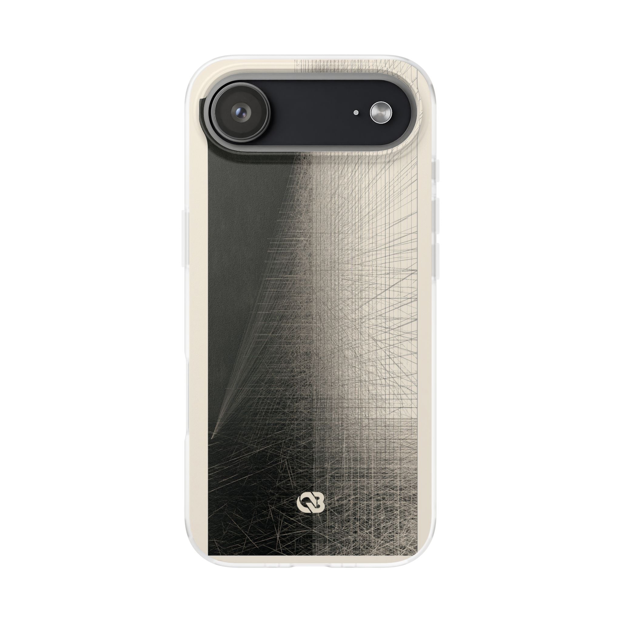 Beige Lite Phone Case for iPhone - Brutalist Graphite Grid