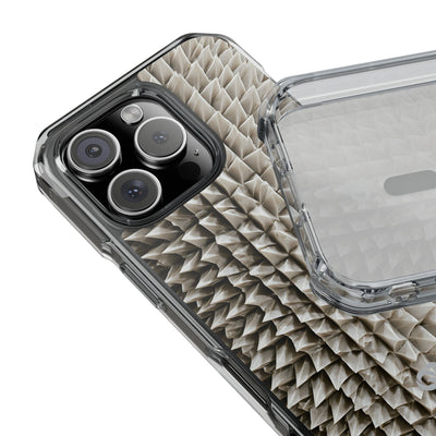 Beige Impact MagSafe Phone Case for iPhone - Bone Spiked Grid