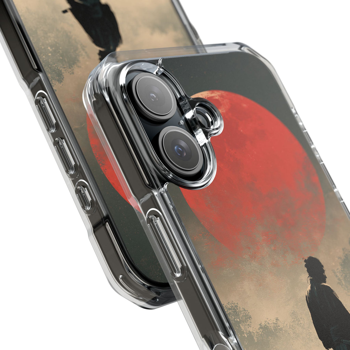 Crimson Moon Ronin · Clear Impact Magnetic Phone Case for iPhone · Red