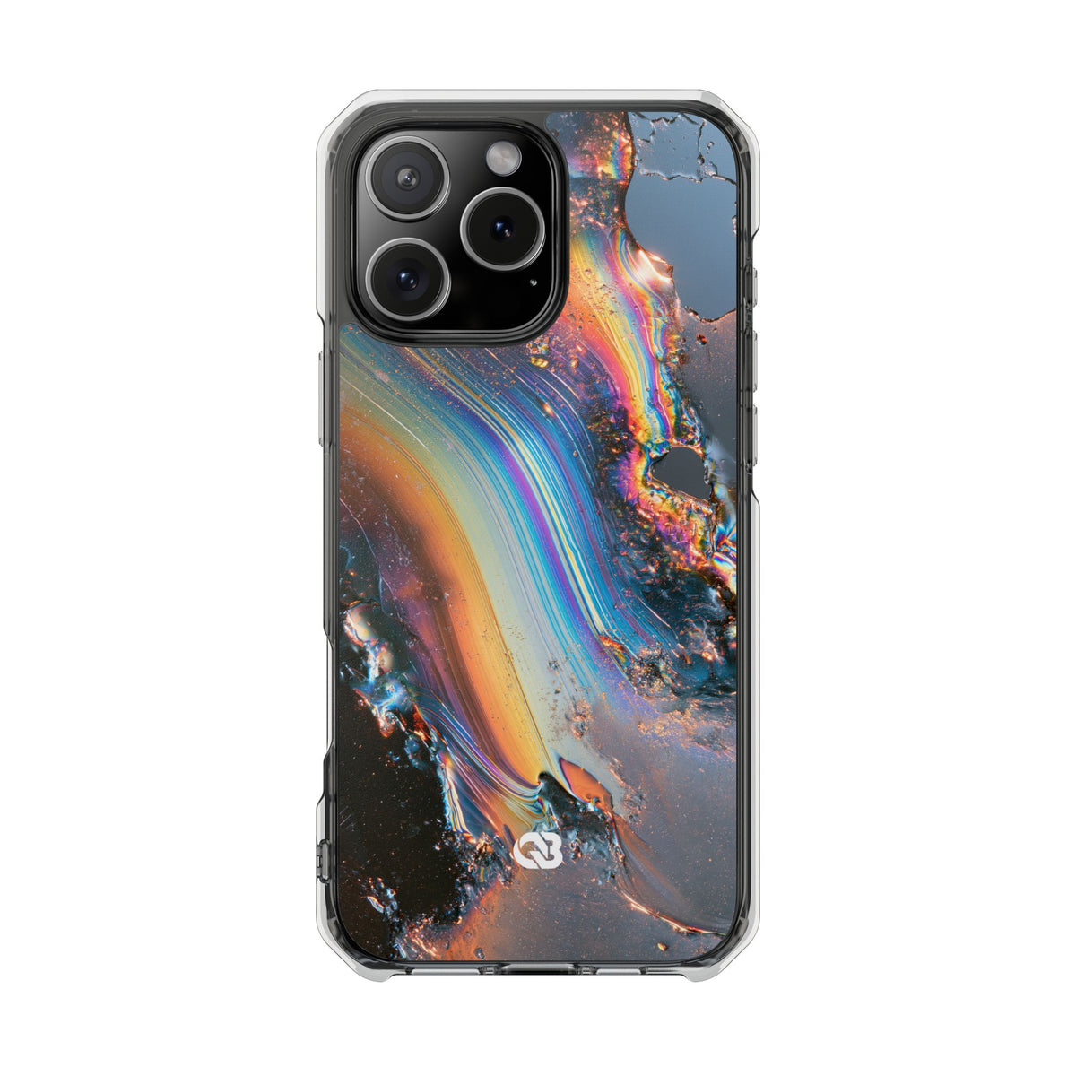 Prismatic Aura Flow · Clear Impact Magnetic Phone Case for iPhone · Blue
