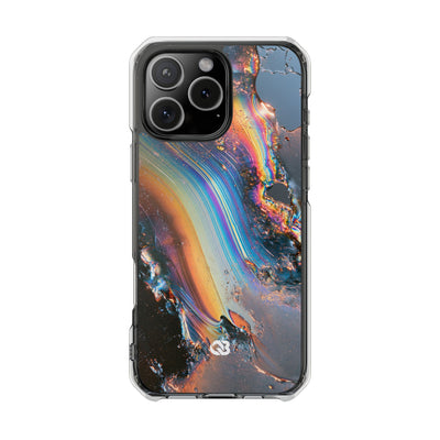 Prismatic Aura Flow · Clear Impact Magnetic Phone Case for iPhone · Blue