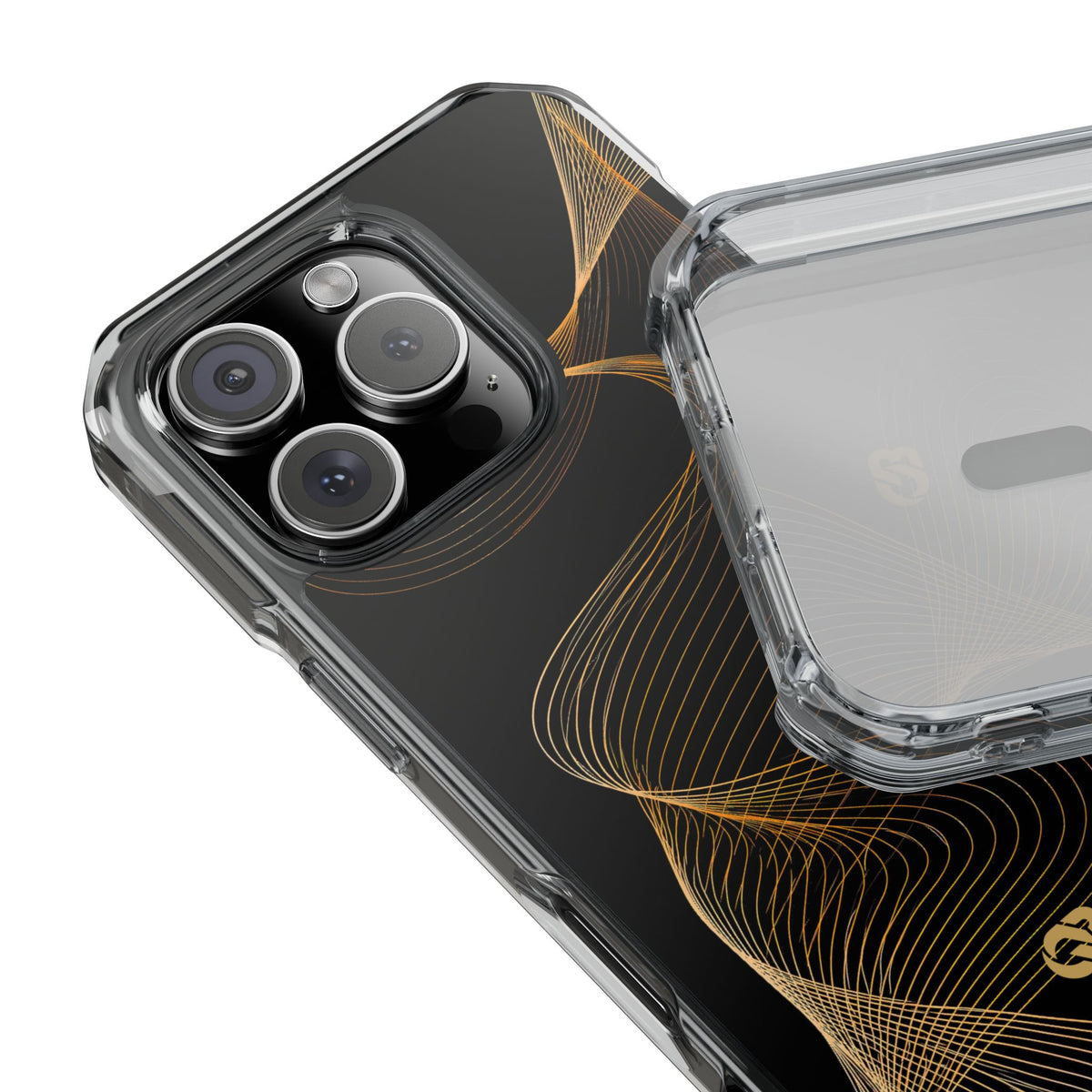 Golden Contour Flow · Clear Impact Magnetic Phone Case for iPhone · Black