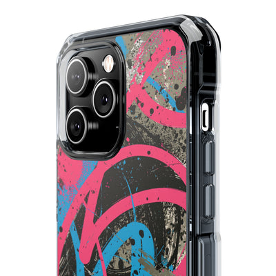 Cyber Splatter Flow · Clear Impact Magnetic Phone Case for iPhone · Pink