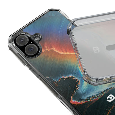 Prismatic Aura Shift · Clear Impact Magnetic Phone Case for iPhone · Blue