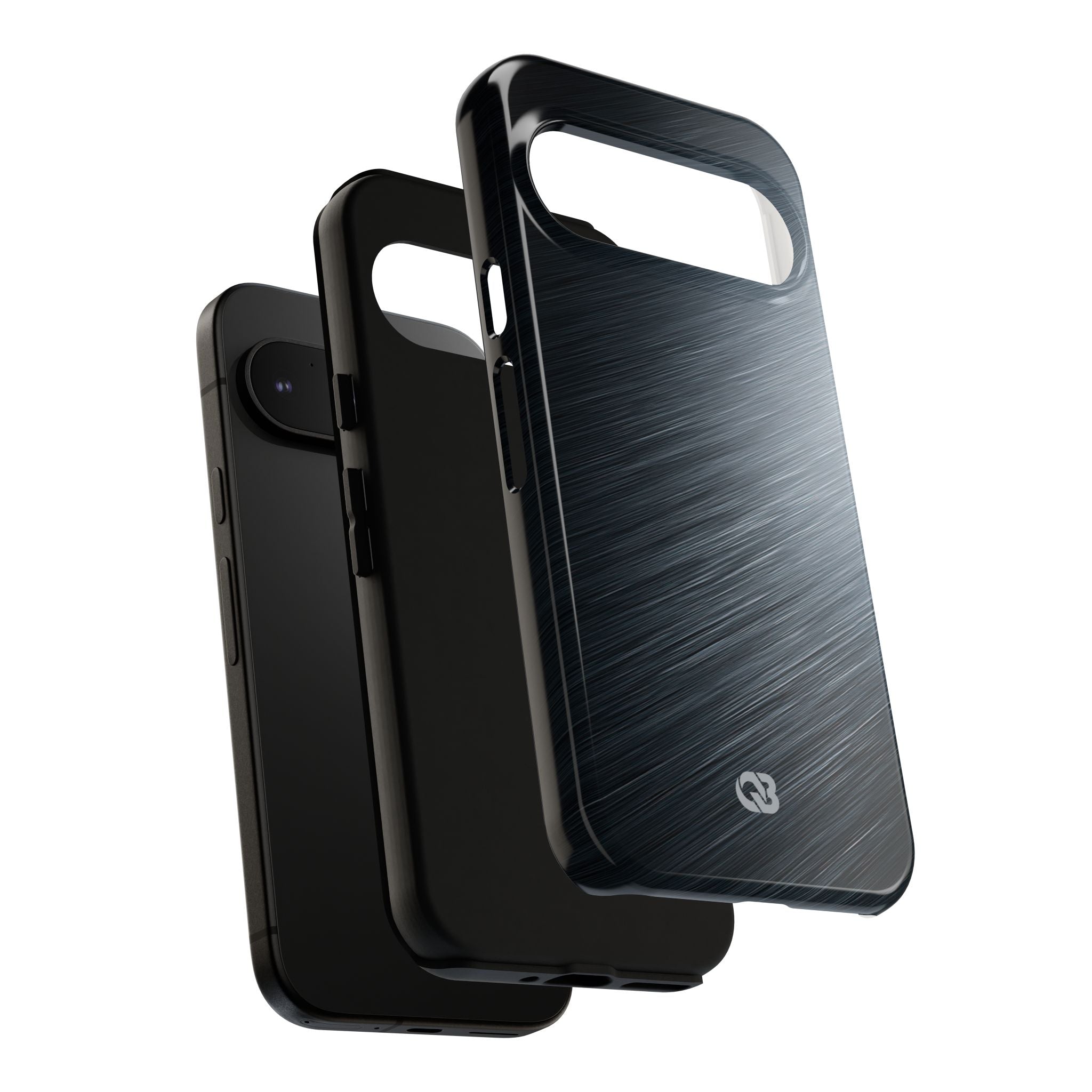 Grey Tough Phone Case for Google Pixel - Charcoal Brushed Steel