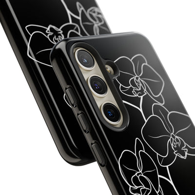Black Tough Phone Case for Samsung - Noir Alabaster Orchid